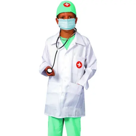 Lääkäriasu + stetoskooppi +maski 4-5 v