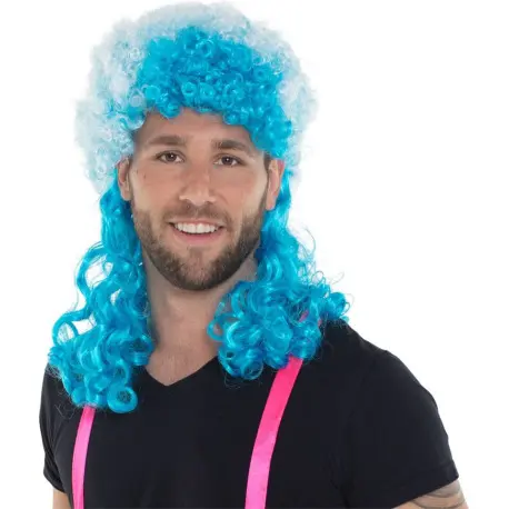 Sininen afro peruukki